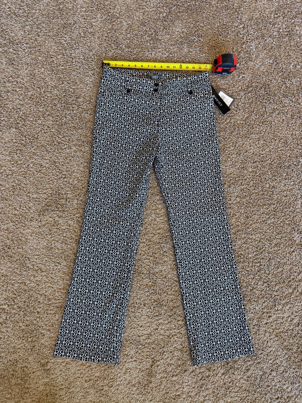 89th & Madison Black and White Boot-Cut Patterned Pants